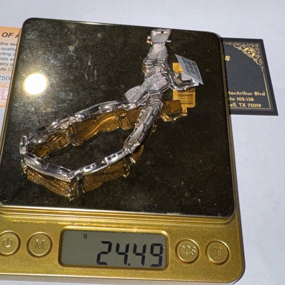 Real Diamond custom made 14k white gold vermeil mens Bracelet, FREE APPRAISAL - Picture 5 of 6